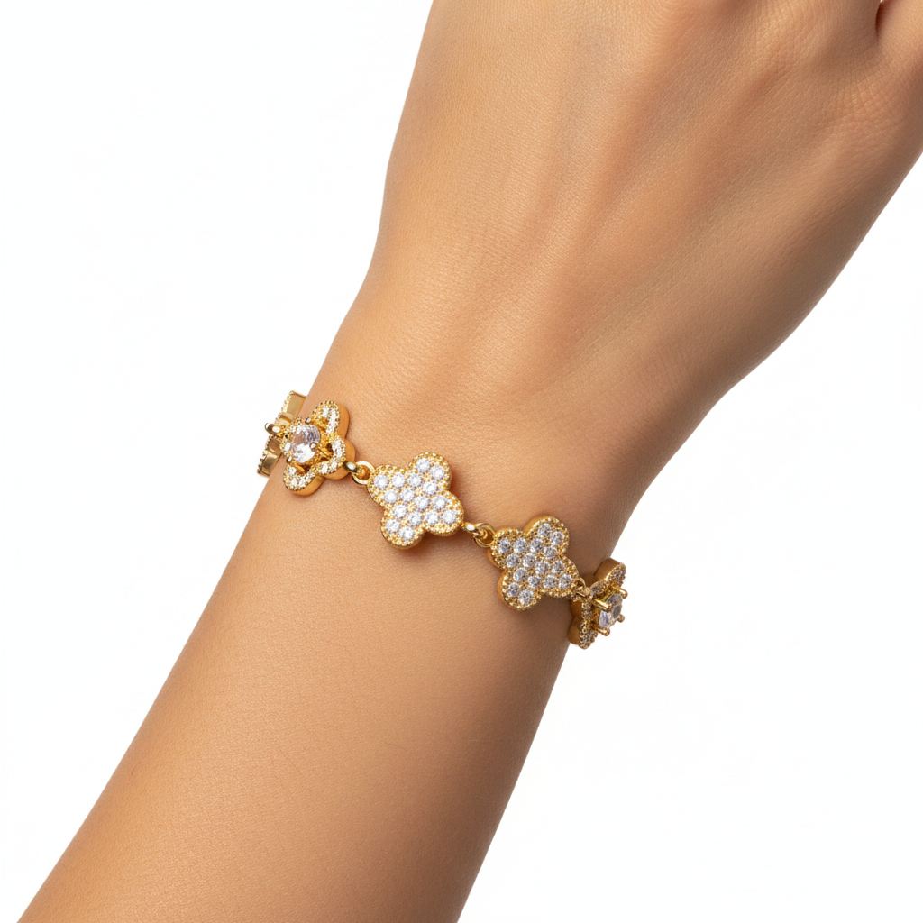 Bracelet trèfles pavé ultra réaliste