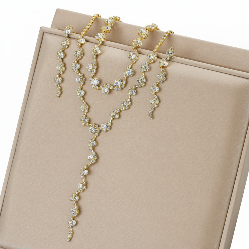 Collier lariat portant beige crème